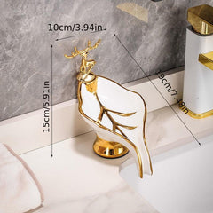 Leaf Shaped Soap Box With Deer Decoration Self Draining Soap Dish