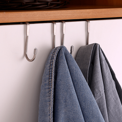 5pcs Stainless Steel S-shaped Hook Door Hanging Clothes Hook
