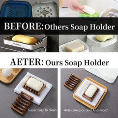 Wooden Soap Dish Self Draining Bar Soap Holder for Bathroom Sink