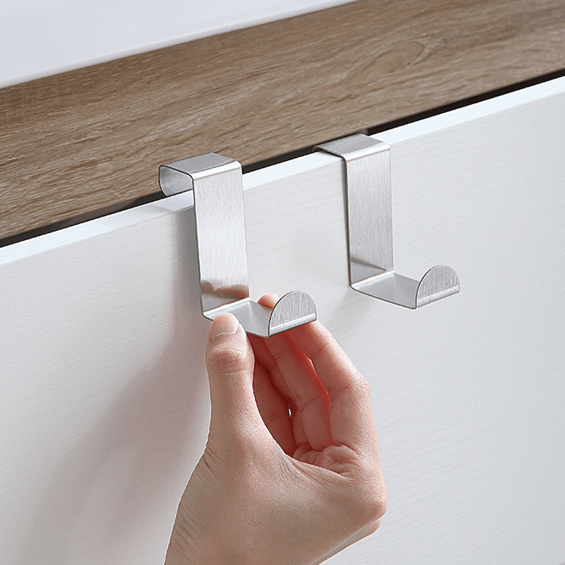 Stainless Steel Door Back Flat Hook Office Desktop Drawer Cabinet Door Back Hook