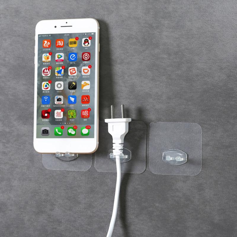 4pcs Adhesive Wall Hooks Transparent Travel Razor Toothbrush Hanger