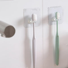 4pcs Adhesive Wall Hooks Transparent Travel Razor Toothbrush Hanger
