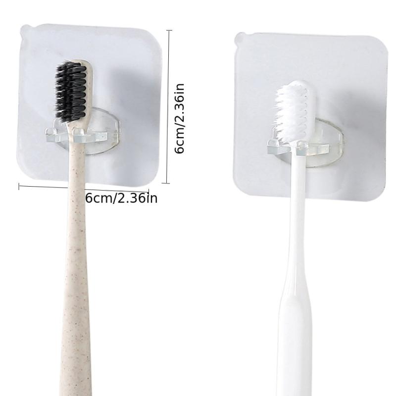 4pcs Adhesive Wall Hooks Transparent Travel Razor Toothbrush Hanger