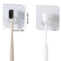 4pcs Adhesive Wall Hooks Transparent Travel Razor Toothbrush Hanger