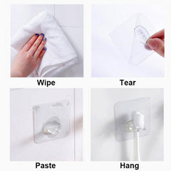 4pcs Adhesive Wall Hooks Transparent Travel Razor Toothbrush Hanger