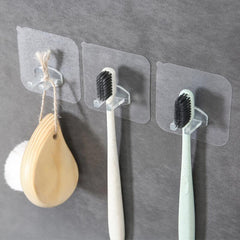 4pcs Adhesive Wall Hooks Transparent Travel Razor Toothbrush Hanger