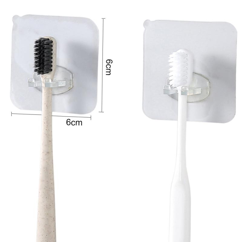 4pcs Adhesive Wall Hooks Transparent Travel Razor Toothbrush Hanger
