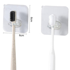 4pcs Adhesive Wall Hooks Transparent Travel Razor Toothbrush Hanger