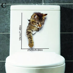 Cat Pattern Toilet Lid Decal Self Adhesive Toilet Wall Sticker