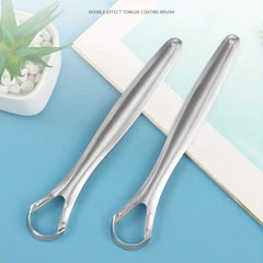 Stainless Steel Tongue Scraper Coating Cleaner Brush Oral Care Tools