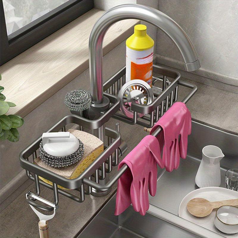 Bathroom Storage Rack Hanging Basket Faucet Shelf Hooks Accessories