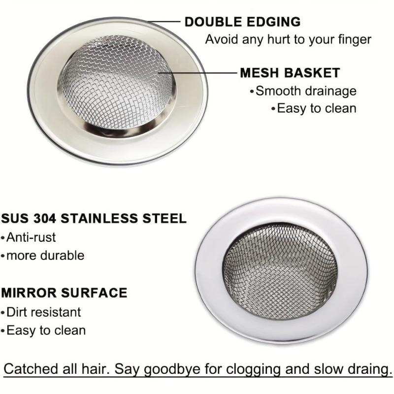 2pcs Stainless Steel Bathtub Strainers Bathroom Sink Strainers
