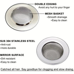 2pcs Stainless Steel Bathtub Strainers Bathroom Sink Strainers