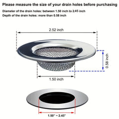 2pcs Stainless Steel Bathtub Strainers Bathroom Sink Strainers
