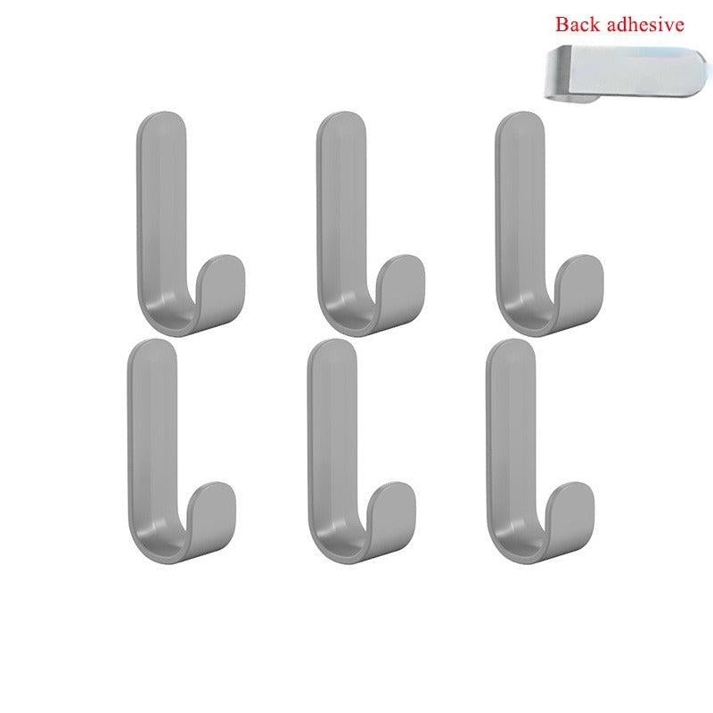 6pcs Wall Organize Hooks Key Cloth Hanger Holder Rack Bathroom Shelf Hook