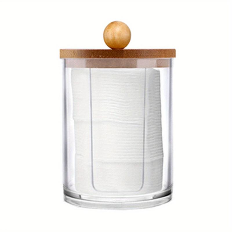 Bamboo Lid Cotton Round Pad Dispenser for Bathroom