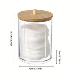 Bamboo Lid Cotton Round Pad Dispenser for Bathroom