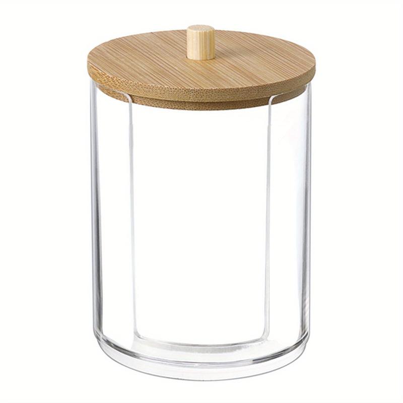Bamboo Lid Cotton Round Pad Dispenser for Bathroom
