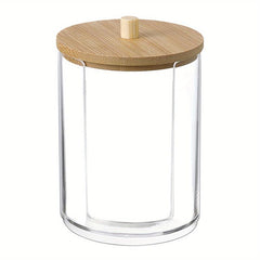 Bamboo Lid Cotton Round Pad Dispenser for Bathroom