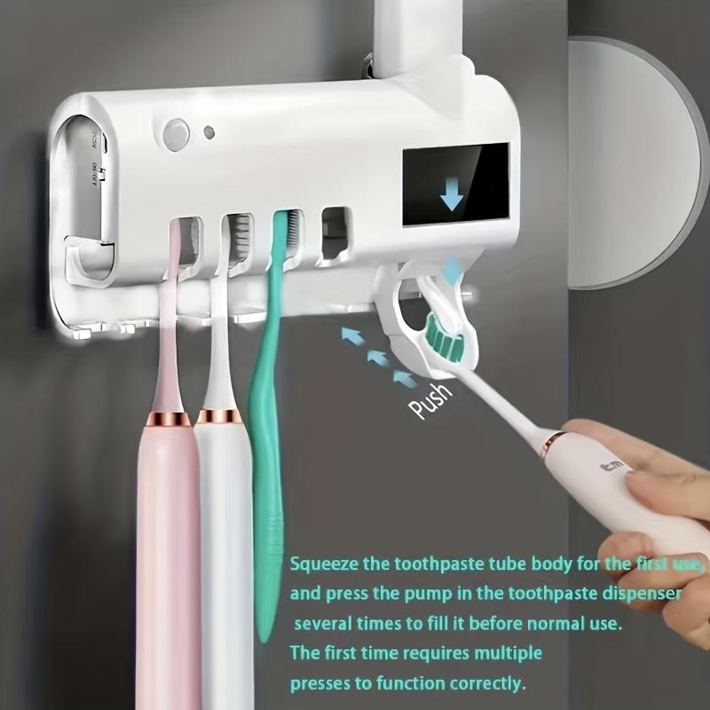 UV Toothbrush Sanitizer & Dispenser Wall Mounted Bathroom Organizer
