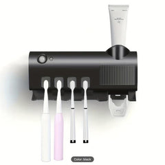 UV Toothbrush Sanitizer & Dispenser Wall Mounted Bathroom Organizer