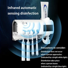 UV Toothbrush Sanitizer & Dispenser Wall Mounted Bathroom Organizer
