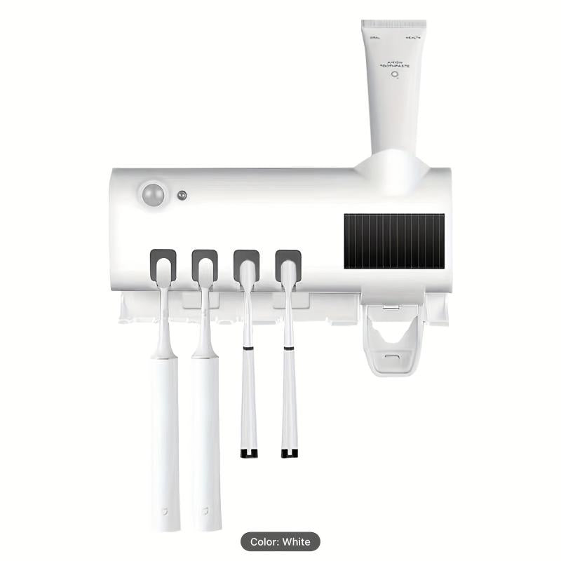 UV Toothbrush Sanitizer & Dispenser Wall Mounted Bathroom Organizer