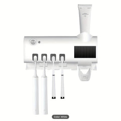 UV Toothbrush Sanitizer & Dispenser Wall Mounted Bathroom Organizer