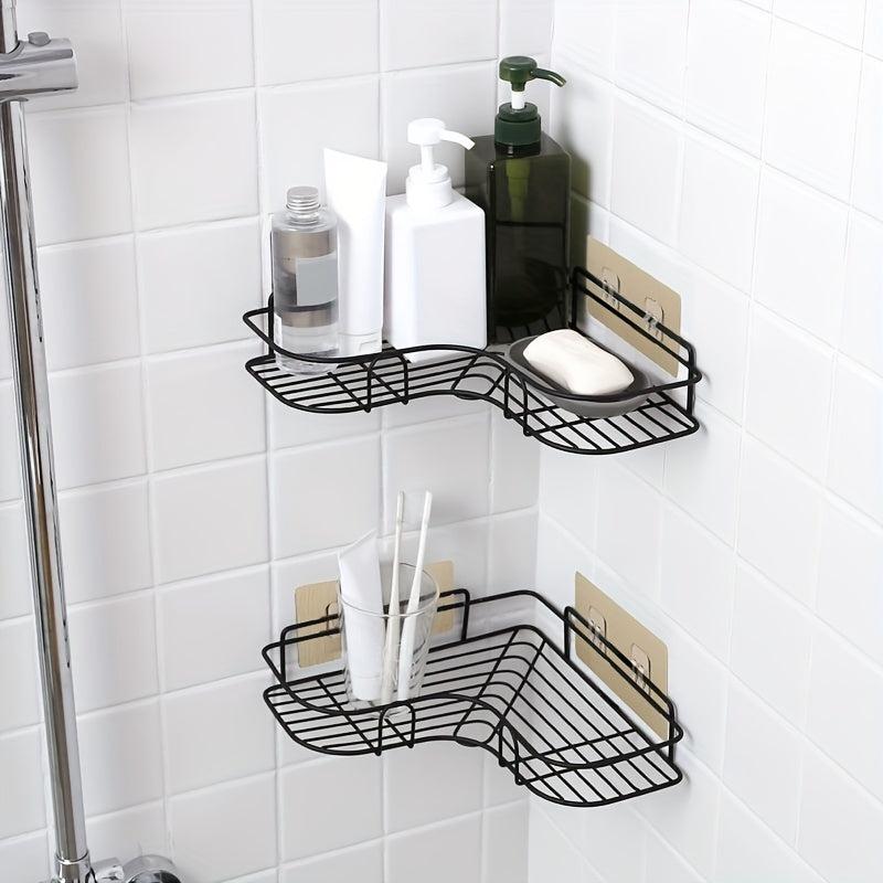 2pcs Toilet Corner Rack Rust Proof Bathroom Storage Shower Shelf