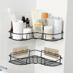2pcs Toilet Corner Rack Rust Proof Bathroom Storage Shower Shelf