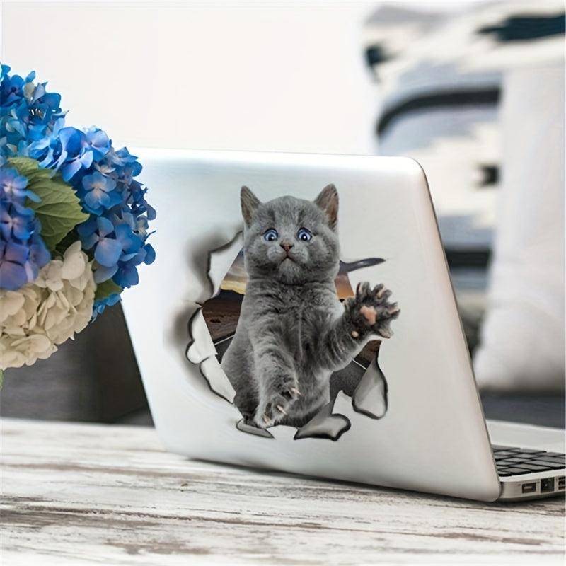 3D Cat Pattern Toilet Lid Decal Wall Sticker Self-Adhesive Bathroom Decor