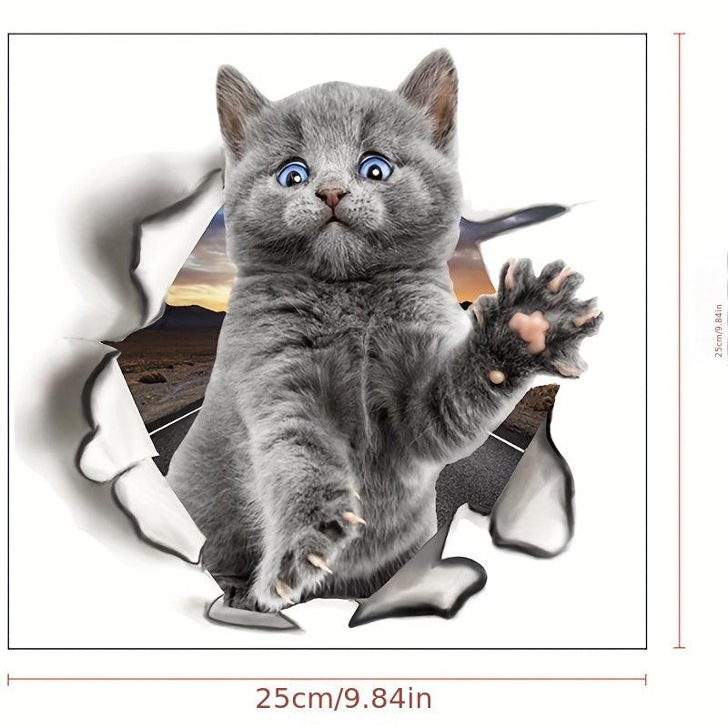 3D Cat Pattern Toilet Lid Decal Wall Sticker Self-Adhesive Bathroom Decor