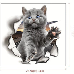 3D Cat Pattern Toilet Lid Decal Wall Sticker Self-Adhesive Bathroom Decor