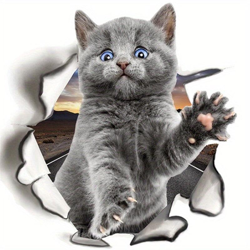 3D Cat Pattern Toilet Lid Decal Wall Sticker Self-Adhesive Bathroom Decor