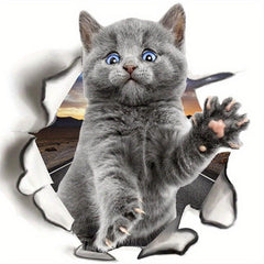 3D Cat Pattern Toilet Lid Decal Wall Sticker Self-Adhesive Bathroom Decor