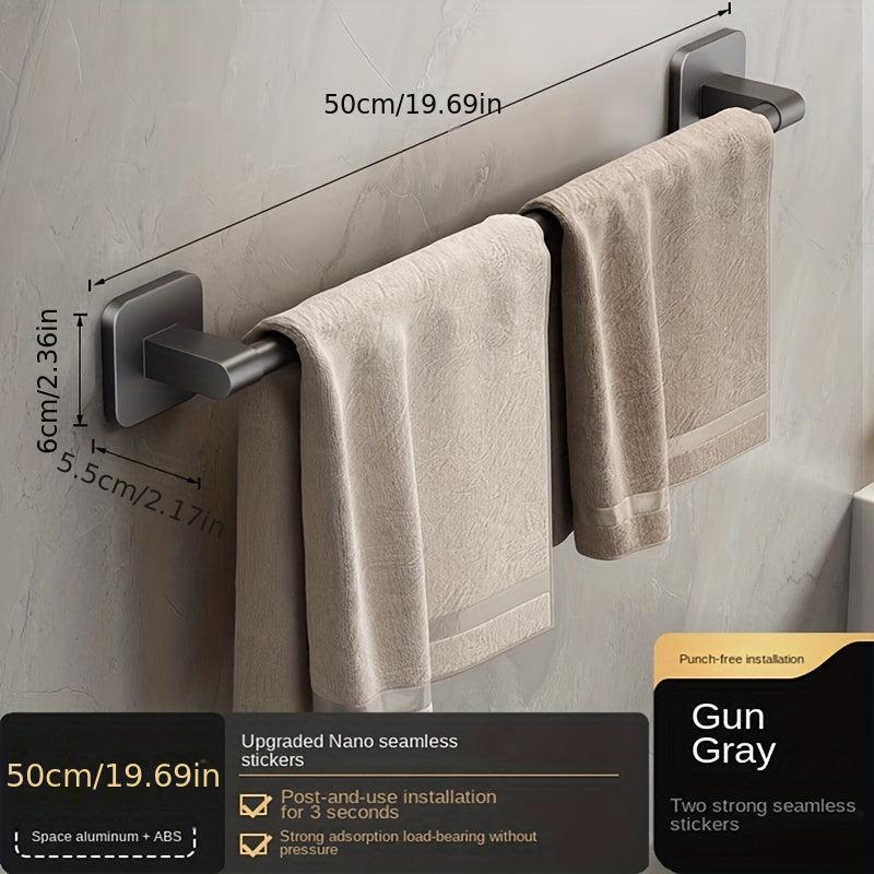 Gray Towel Bar Punch Shower Towel Rack Wall Mounted Towel Holder