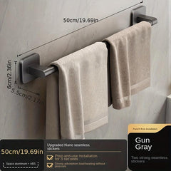 Gray Towel Bar Punch Shower Towel Rack Wall Mounted Towel Holder