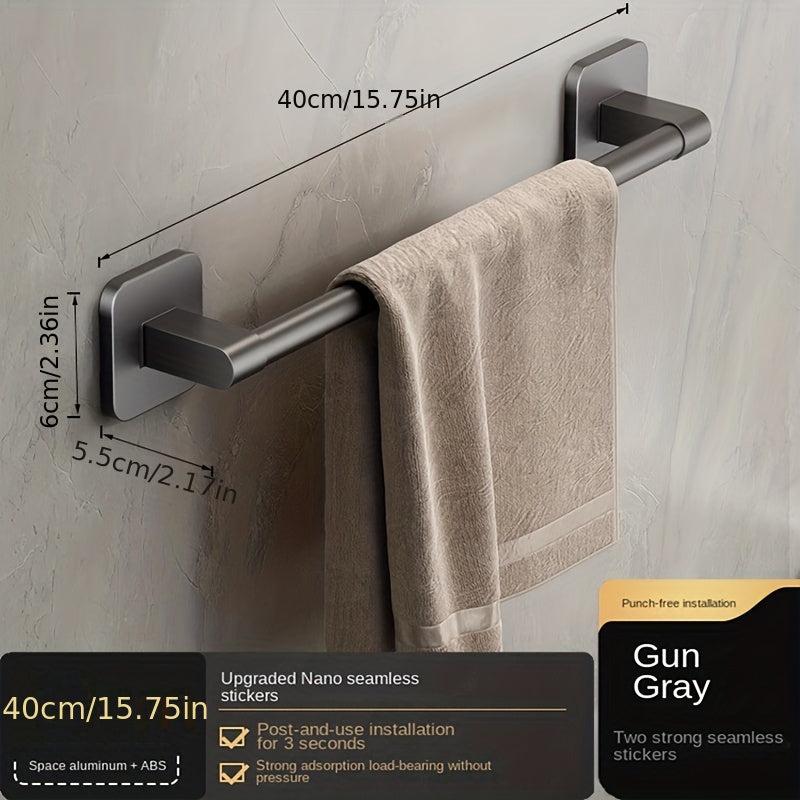 Gray Towel Bar Punch Shower Towel Rack Wall Mounted Towel Holder