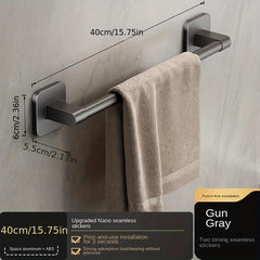 Gray Towel Bar Punch Shower Towel Rack Wall Mounted Towel Holder