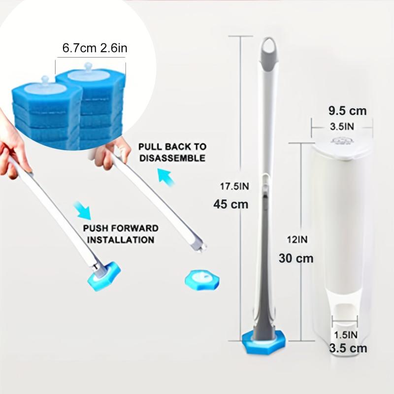 Disposable Toilet Brush With 16 Refills for Bathroom Cleaning