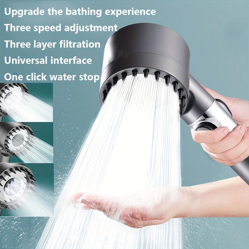 Adjustable 3-Speed Shower Head Water Massage