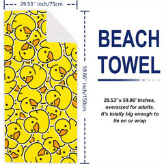Duck Cartoon Pattern Beach Towel Lightweight Quick Dry Water Absorbent Bath Towe