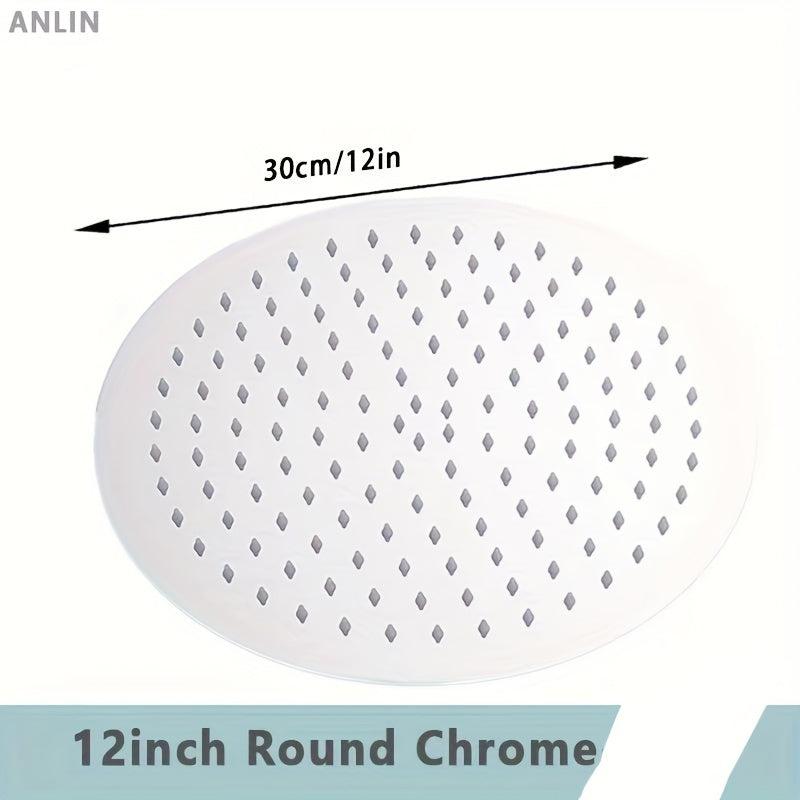 Stainless Steel Shower Head Slim Pressurized Rainfall Waterfall Bathroom