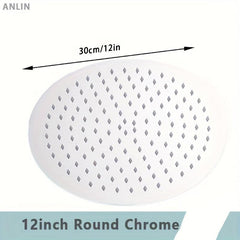 Stainless Steel Shower Head Slim Pressurized Rainfall Waterfall Bathroom