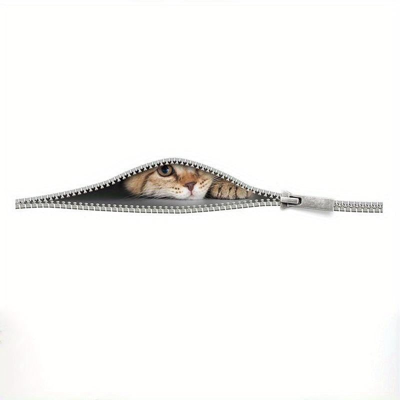 2PCS 3D Zipper Kitten Cartoon Toilet Stickers Home Decoration Self Adhesive