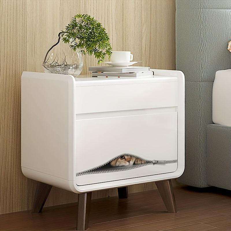 2PCS 3D Zipper Kitten Cartoon Toilet Stickers Home Decoration Self Adhesive