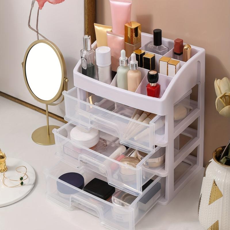 3 Drawer Plastic Makeup Organizer for Bathroom Vanity