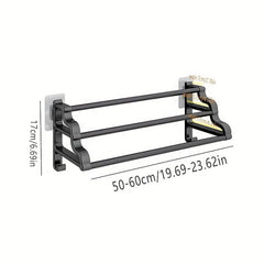 3 Tier Towel Bar Punch Shower Towel Rack Wall Mounted Towel Holder