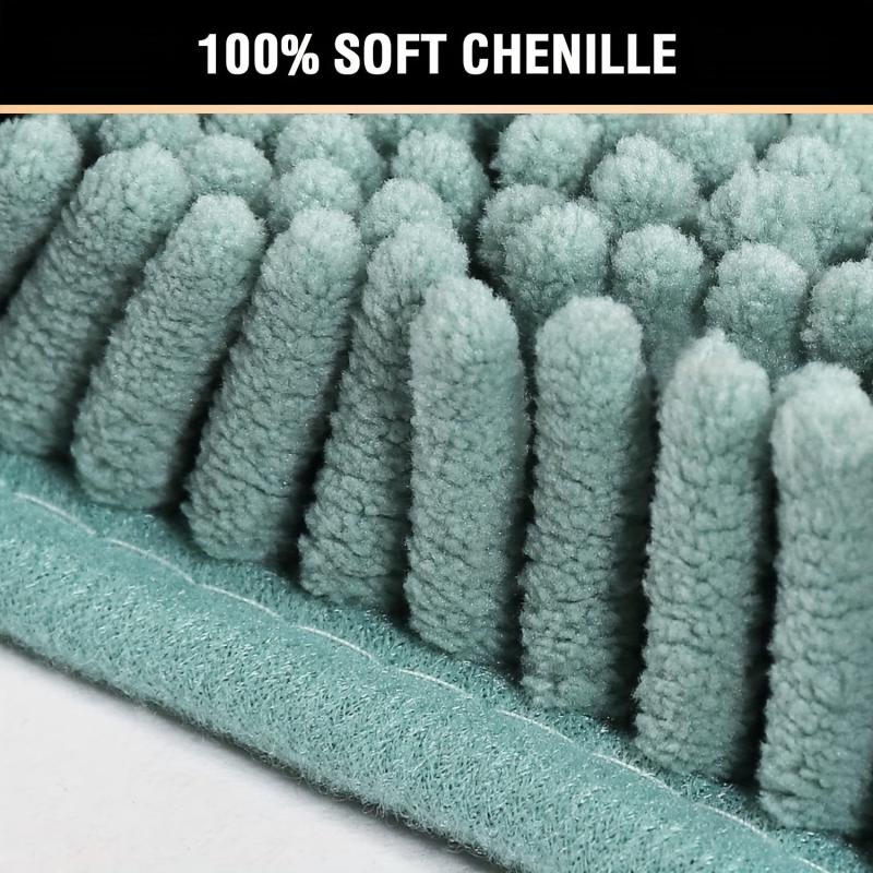 Chenille Bath Mat U-shaped & Rectangle Bath Rug Shaggy Soft Plush Carpet