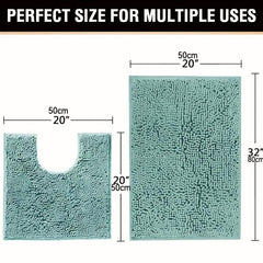 Chenille Bath Mat U-shaped & Rectangle Bath Rug Shaggy Soft Plush Carpet